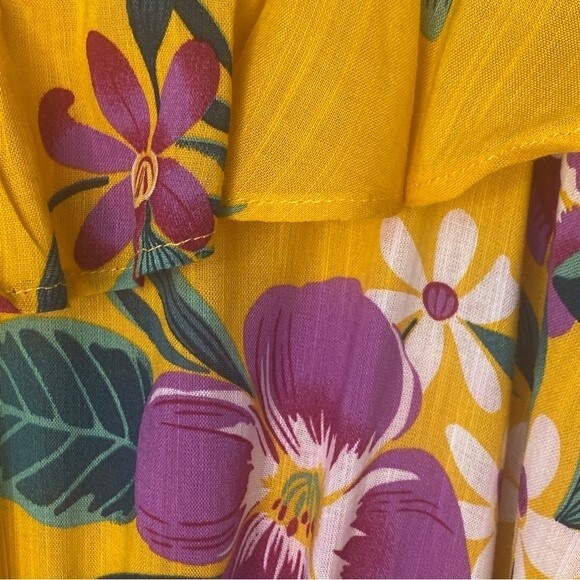 Old Navy Yellow Floral Midi Sundress - Size Medium - Ruffle Hem - Picture 7 of 10